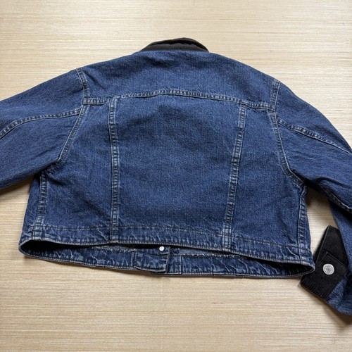 Vintage Lee Cropped Jean Jacket 80s 90s Tapestry Petite Medium Corduroy Collar - Picture 5 of 8