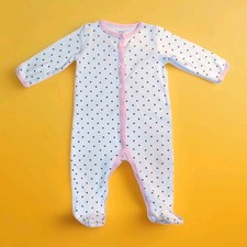 Carter's Pink Trim With Small Black Heart Footed One Piece Pajamas 9 Months