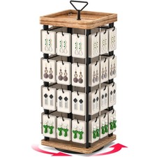 Rotating Earring Display for Vendors, Jewelry Display Stand for Selling, Neck...