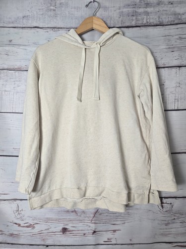 Madewell MWL Womens Hoodie Size Small Oatmeal Beige Side Slits Pullover Cozy