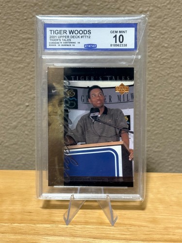 2001 TIGER WOODS UPPER DECK TIGER\'S TALES PGA GOLD CARD #TT12 CCG 10 GEM MINT