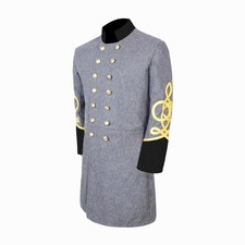 US Civil War Confederate Frock Coat Double Breast Grey With Black Cuff Collar