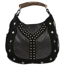 Borsa a mano Yves Saint Laurent nera scamosciata borchiata Mombasa 136704.001364 135983