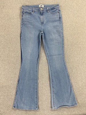 Paige High Rise Bell Canyon Flare Jeans Womens 32 Blue Light Wash Stretch Denim