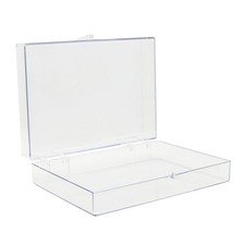 Clear Hinged Plastic Storage Boxes 4 Pack   7" x 5" x 1.75" Small Organizer...