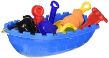 Pirate Ship Beach Set 14 Inch Toy with 9 Sand Molds Shovel Rake Bucket