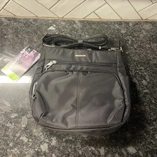 Travelon Anti-Theft Classic North/South Crossbody RFID Locking Travel Bag, Black