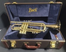 Bach Stradivarius 43G Bell Trumpet, 2 Mouthpieces 2 handle hardwood case.
