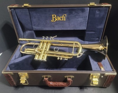 Bach Stradivarius 43G Bell Trumpet, 2 Mouthpieces &2 handle hardwood case.