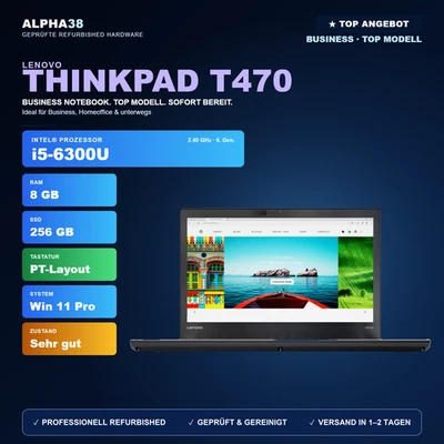 Lenovo ThinkPad T470 · i5-6300U · 8GB · 256GB