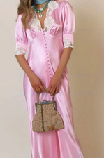 NEW Rixo London Simone Pink Lace-trimmed Midi Dress Size S M L RRP£265