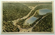 Vintage Linen Postcard Horseshoe Curve Pennsylvania Railroad Altoona PA