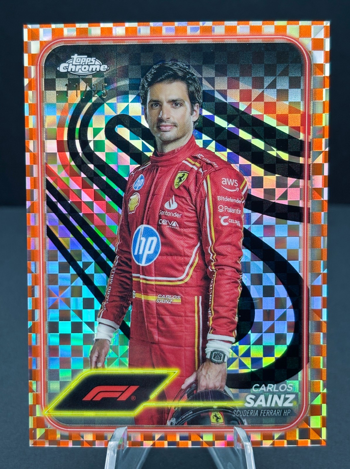 2024 Topps Chrome Formula 1 - Carlos Sainz #4 Orange Checker Refractor /25