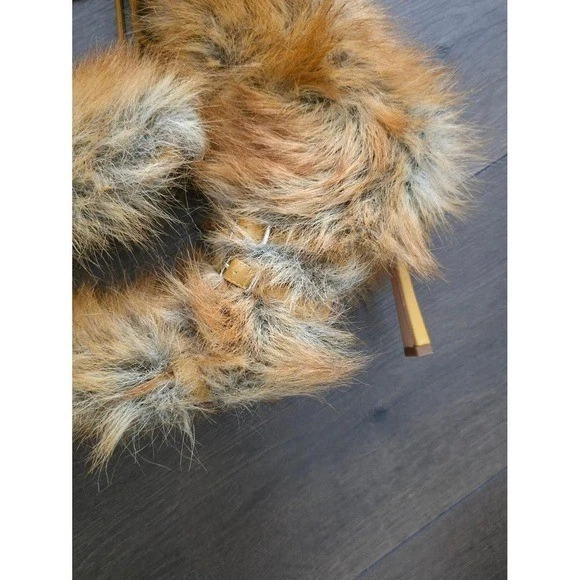 AZALEA WANG Akira LOURDANNE TAN FUR LACE UP STILETTO BOOT