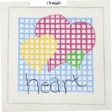 Jean Smith Needlepoint Hand Painted Canvas "Hearts" Brand New - 8" by 8"