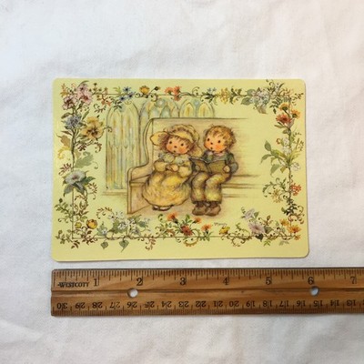 Postcard God Bless Your Easter Cute Boy Girl Sitting On Bench Reading
