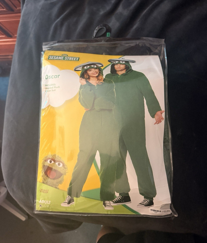 Spirit Halloween Oscar the Grouch Hooded One Piece Costume LG/XL Green