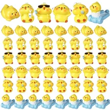 48 Pcs Easter Mini Chickens Miniature Chicks Figurines Tiny Resin Animals Cut...