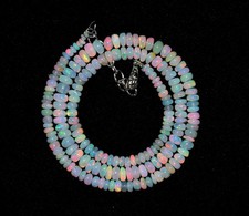 Collana Di Perle In Opale Naturale Etiope Da 16" Con Opale Di Fuoco Wello