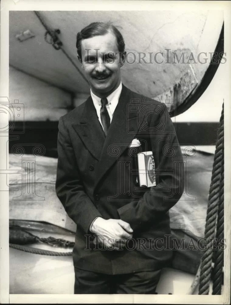 1934 Press Photo William Waldorf Astor Aboard S.S. Berengaria in New York - 画像1/2