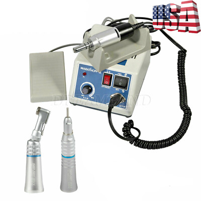 Dental Lab MARATHON-III Electric Micromotor With Contra Angle & Straight Handpiece Set