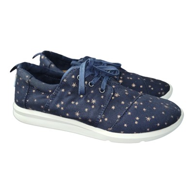 Toms Del Rey Navy Blue With Gold Stars Sneakers Women s Size 8 Outer space NWOT