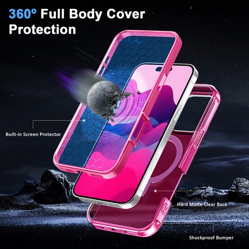 MagSafe Slim Handyhülle für iPhone 16 Pro Max 15 14 13 Matt Ring Ständer Cover - Bild 6 von 13
