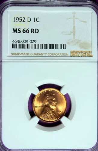 1952 - D NGC MS66RD Lincoln Wheat Cent!!! #B35474
