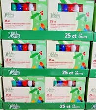 6 x Boxes Holiday Living 25ct Ceramic C9 Multicolor Christmas Lights Birthday