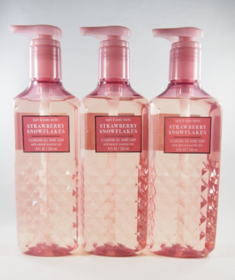 (6) Bath & Body Works Strawberry Snowflakes Cleansing Gel Hand Soap 8oz New