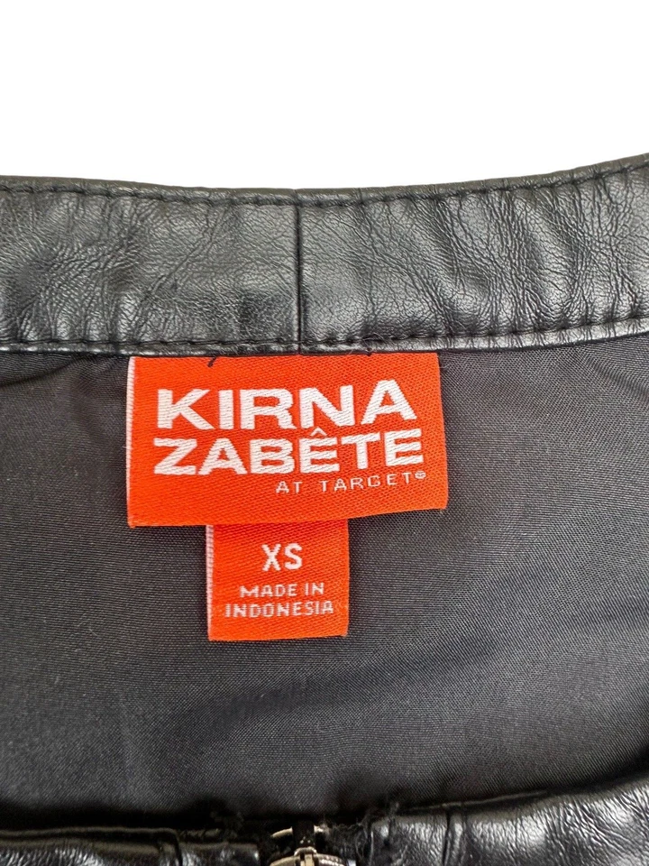 Vestido KIRNA ZABETE Mujer XS Tweed Moto Cremallera Frontal Sin Mangas Cuero Borde Foto 4 de 4