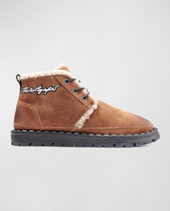 Karl Lagerfeld Paris  Faux Shearling-Lined Suede Chukka Boots Cognac ( 12 ) Karl Lagerfeld Paris Faux Shearling-Lined Suede Chukka Boots  main image 2