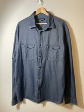 Express Shirt Mens XL Long Sleeve Collared Button Cotton NavyBlue Casual Pockets