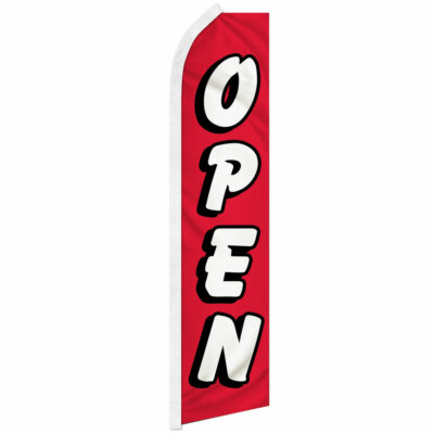 Open Advertising Swooper Feather Flutter Flag Now Open RD/WT