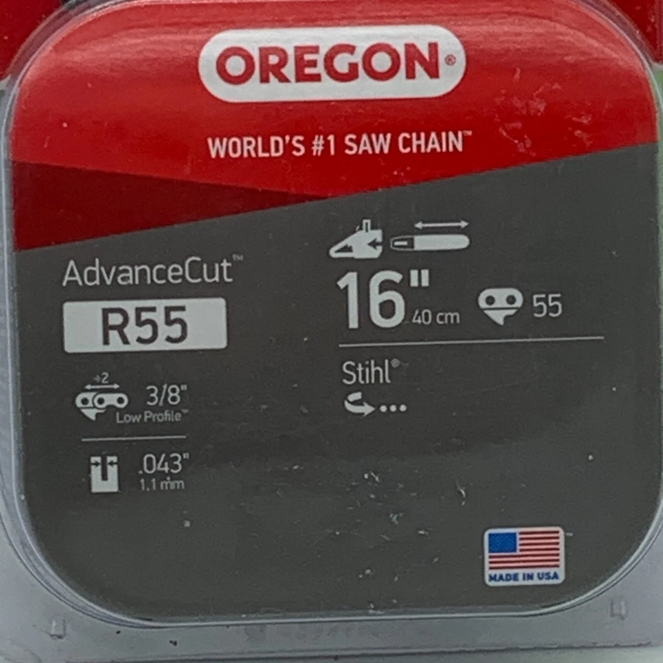 Cadena de motosierra Oregon 16 pulgadas #R55 AdvanceCut 55 lks se adapta a STIHL contragolpe bajo nueva W1 Foto 2 de 4