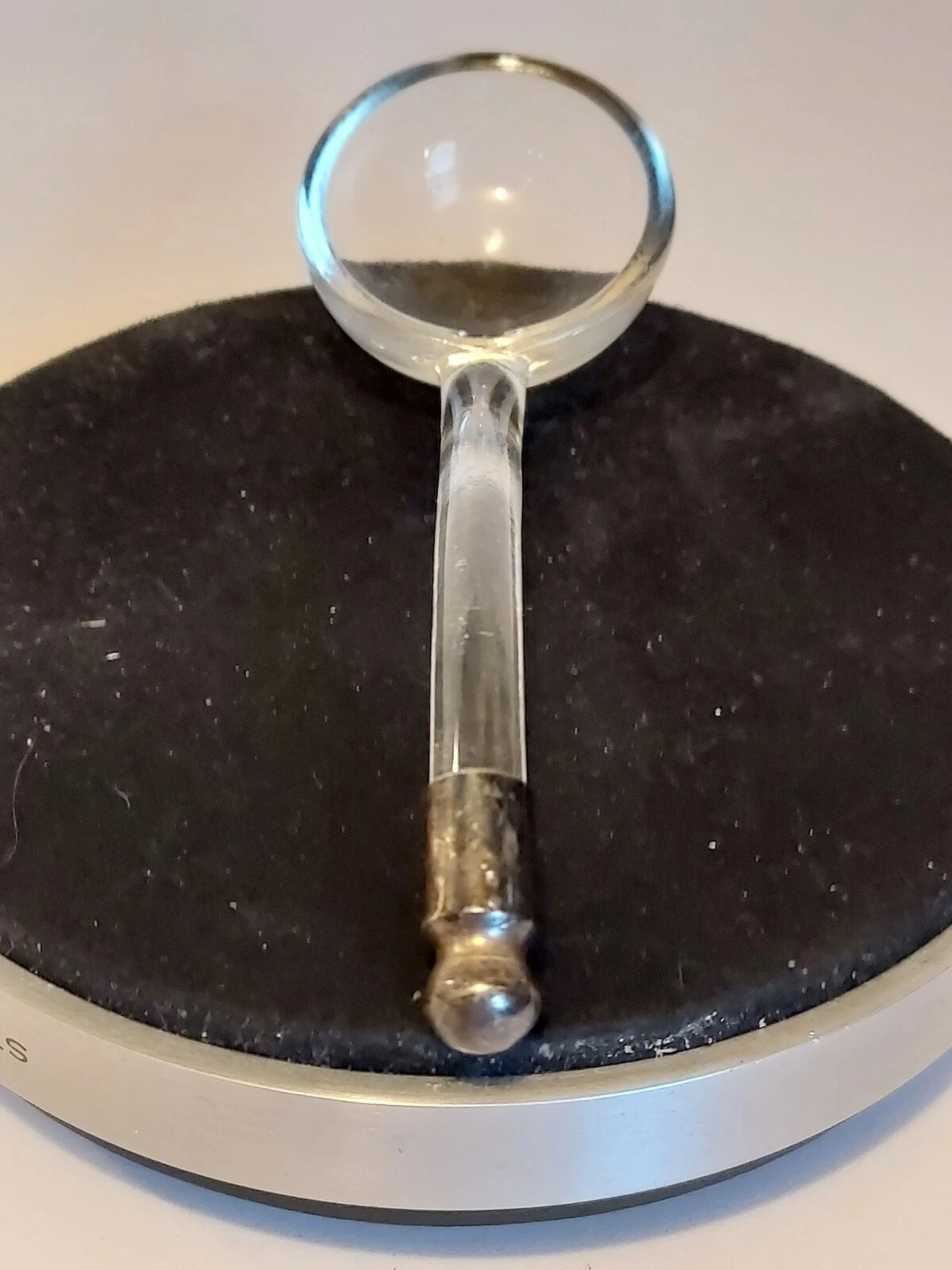 ANTIQUE CLEAR Glass Condiment LADLE SILVER TIPPED HANDLE