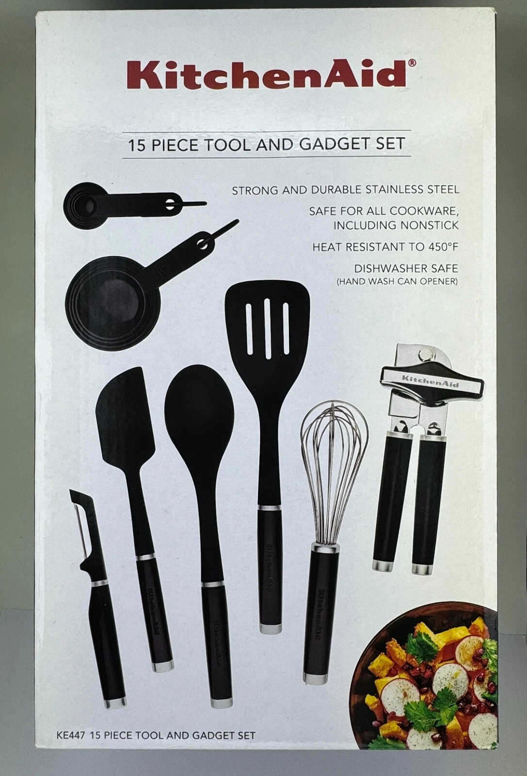 KitchenAid Classic 15-Piece Tool and Gadget Set, Black - KE447 - New