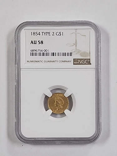 1854 NGC AU58 Gold Dollar G$1 - Type 2