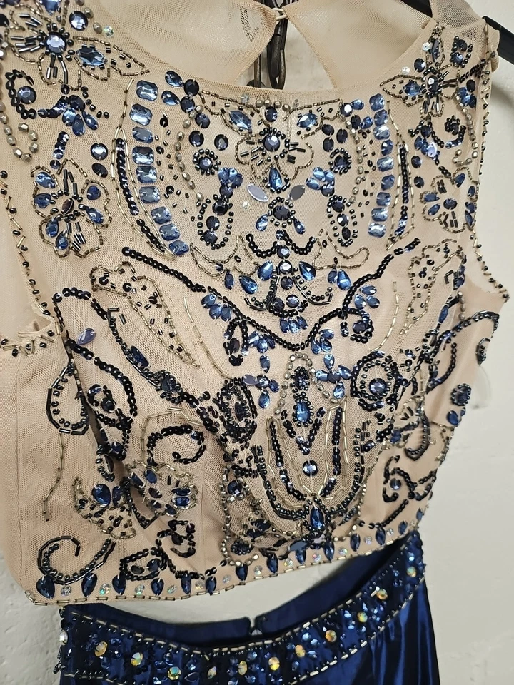 Conjunto de Vestido Formal Bee Darlin Azul Real 2 Piezas Cuentas Lentejuelas Gala Evento Concurso Foto 3 de 4