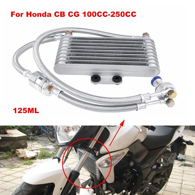 125ml Motorcycle Oil Cooler Cooling Radiator Kit For Honda CB CG