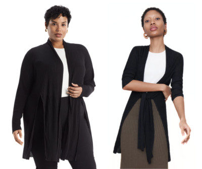 New MM.LaFleur Size +2 Graham Kimono Textured Knit Black Sheer Cardigan Sweater