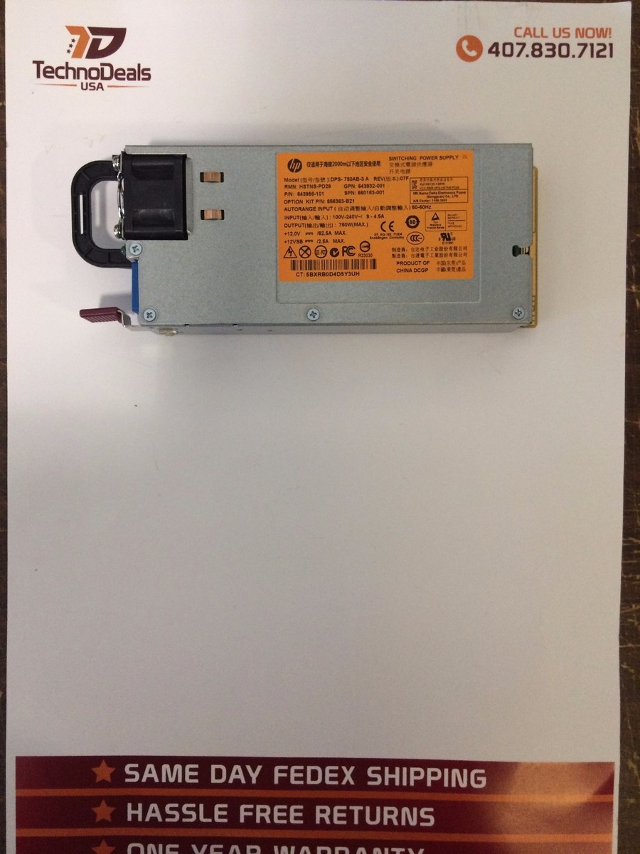 HP 656363-B21 643932-001 660183-001 750W Common Slot Platinum Plus