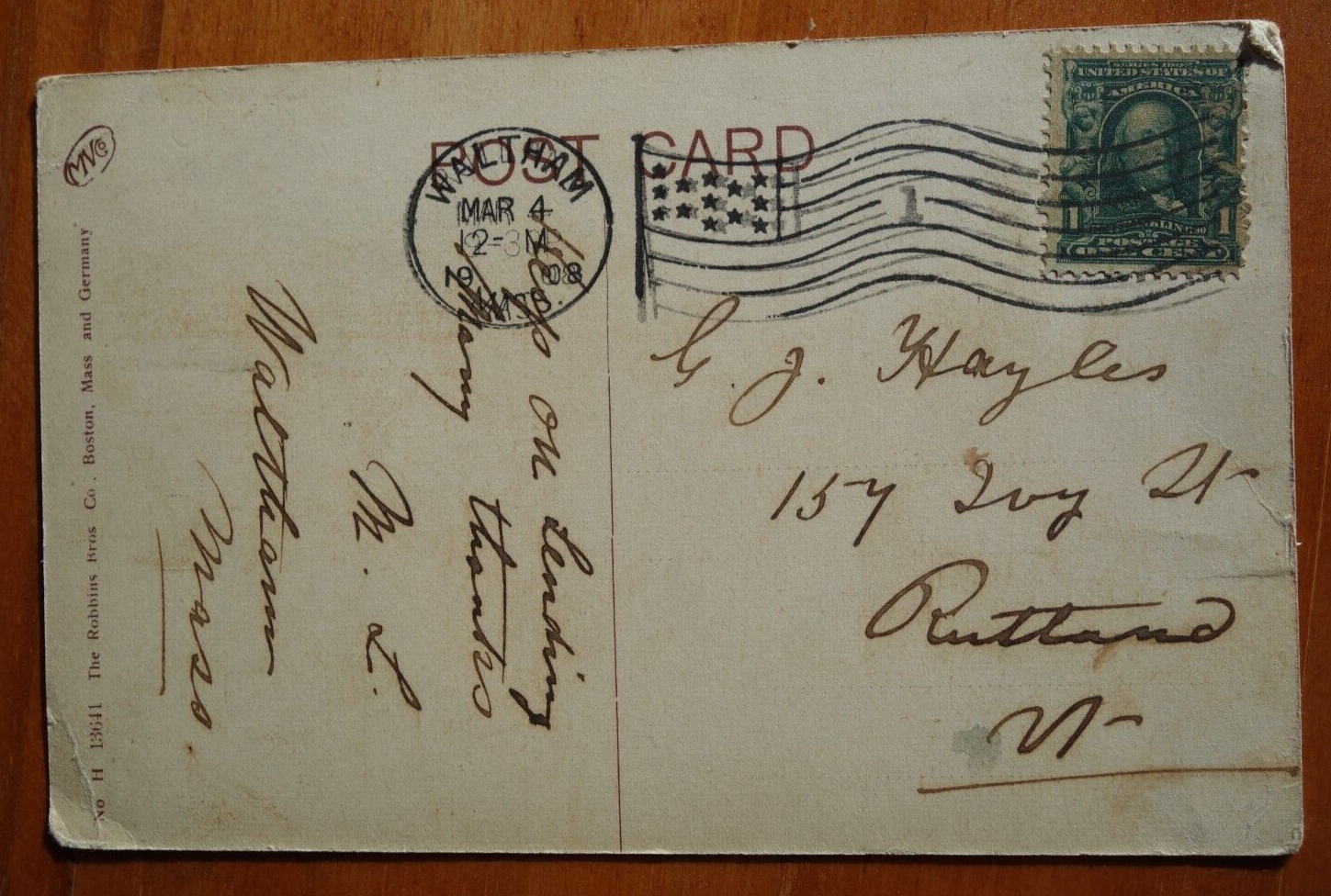 Auburn St., Auburndale MASS MA postcard p/u 1908 | eBay