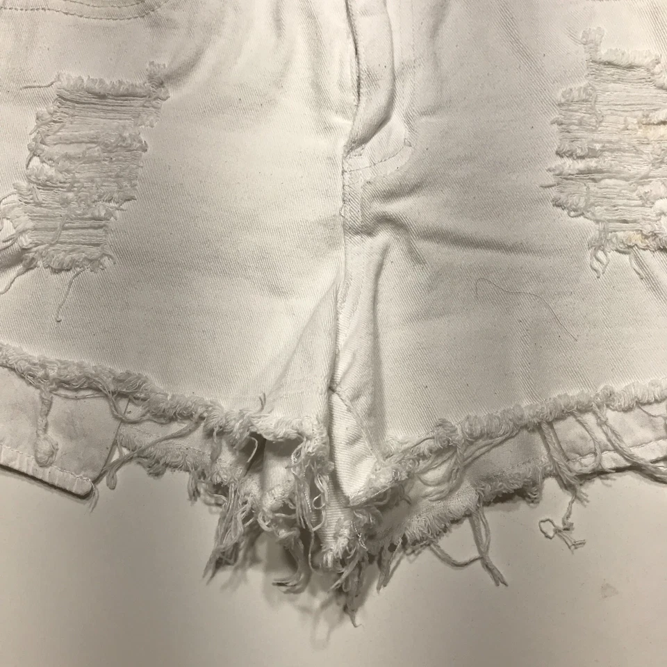 Pantalones Cortos Nicki Minaj Mujer Junior Talla 5/6 Blanco Corte Denim Destruido tiro Alto Foto 4 de 4