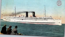 Postcard S.S. Yale Rounding Breakwater of Los Angeles Steamship Co California