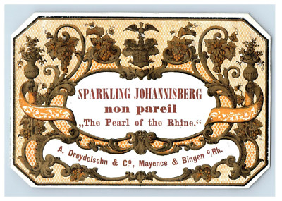1870's-80s Sparkling Johannisberg Non Pareil German Wine Label Original S86E