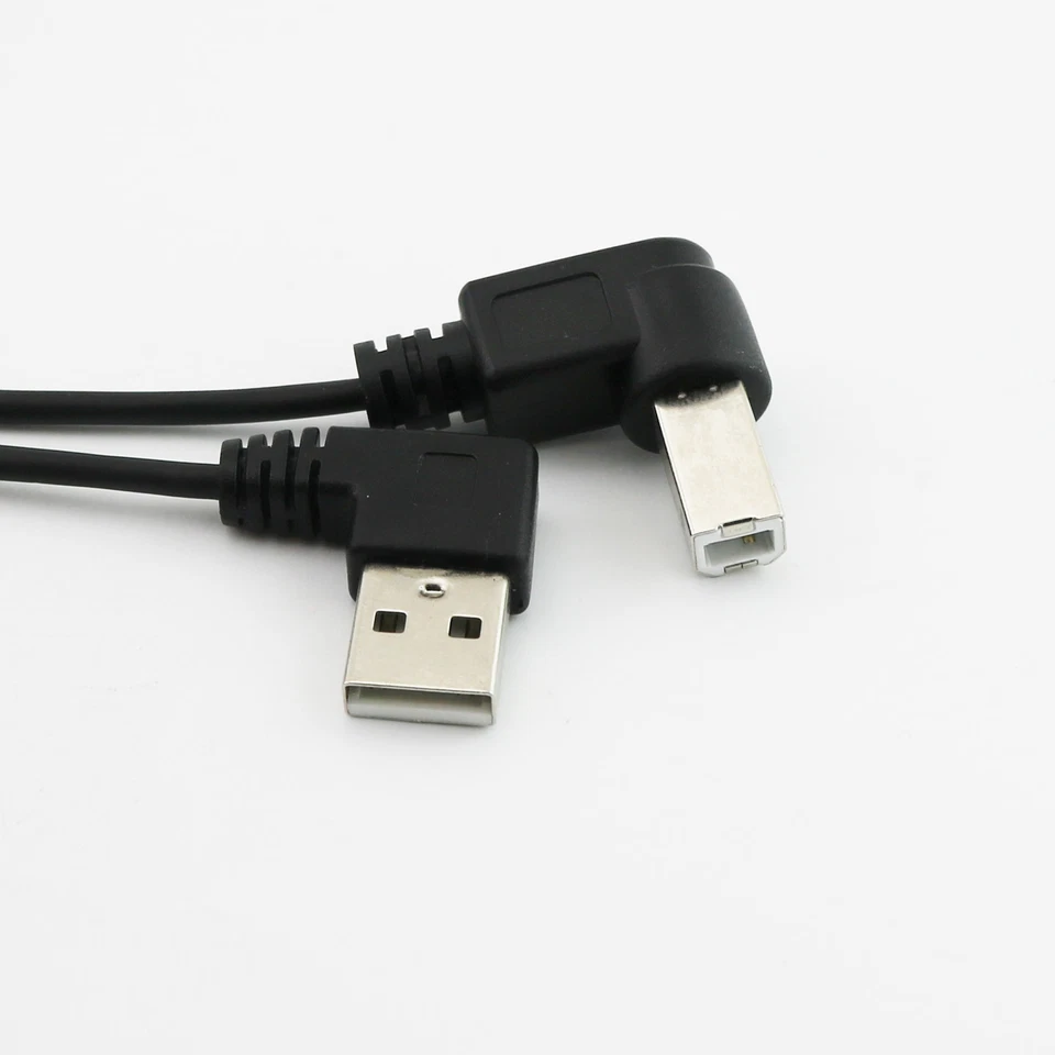 USB 2.0 B Male Right Angle to A Right Angle Male Spiral Coiled Printer Cable 5ft - Image 3 of 4