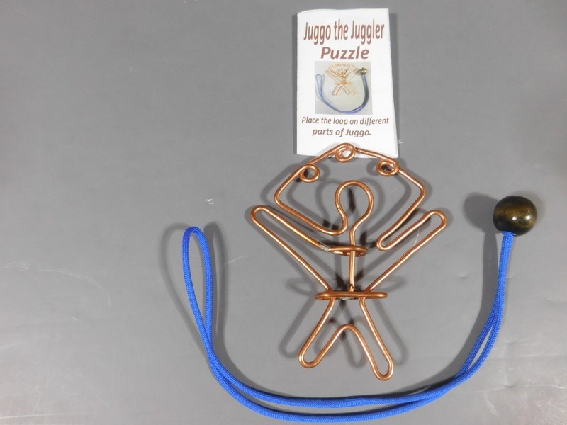 Juggo the Juggler Puzzle & instruct booklet. Bent Cooper Wire Maze w/loop & Bead