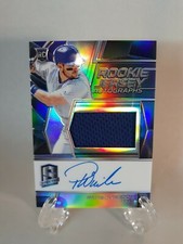 2019 Spectra Patrick Wisdom Silver Prizm Rookie Patch Auto RC #/199 Rangers 