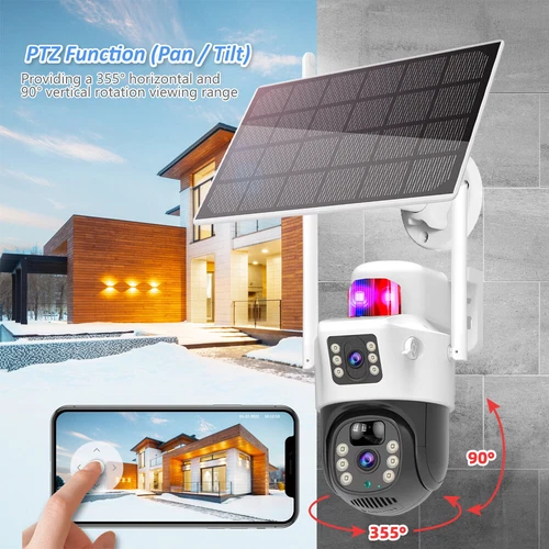 Auto-Tracking Outdoor Security Camera Solar Battery CCTV PTZ Camera Dual Lens - Picture 6 of 12